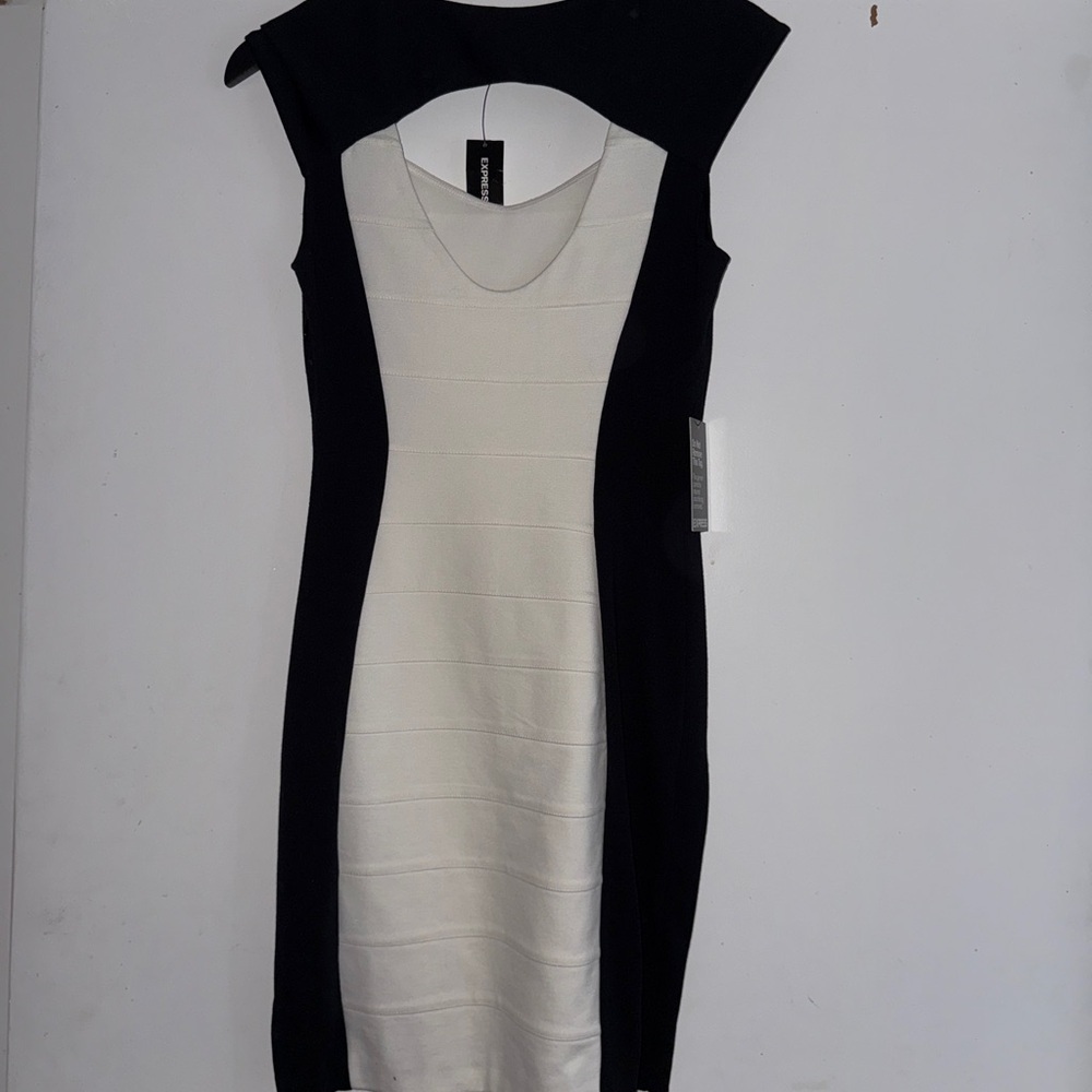 Express Vintage Black and White Sleeveless Sheath Mini Dress - Picture 3 of 3